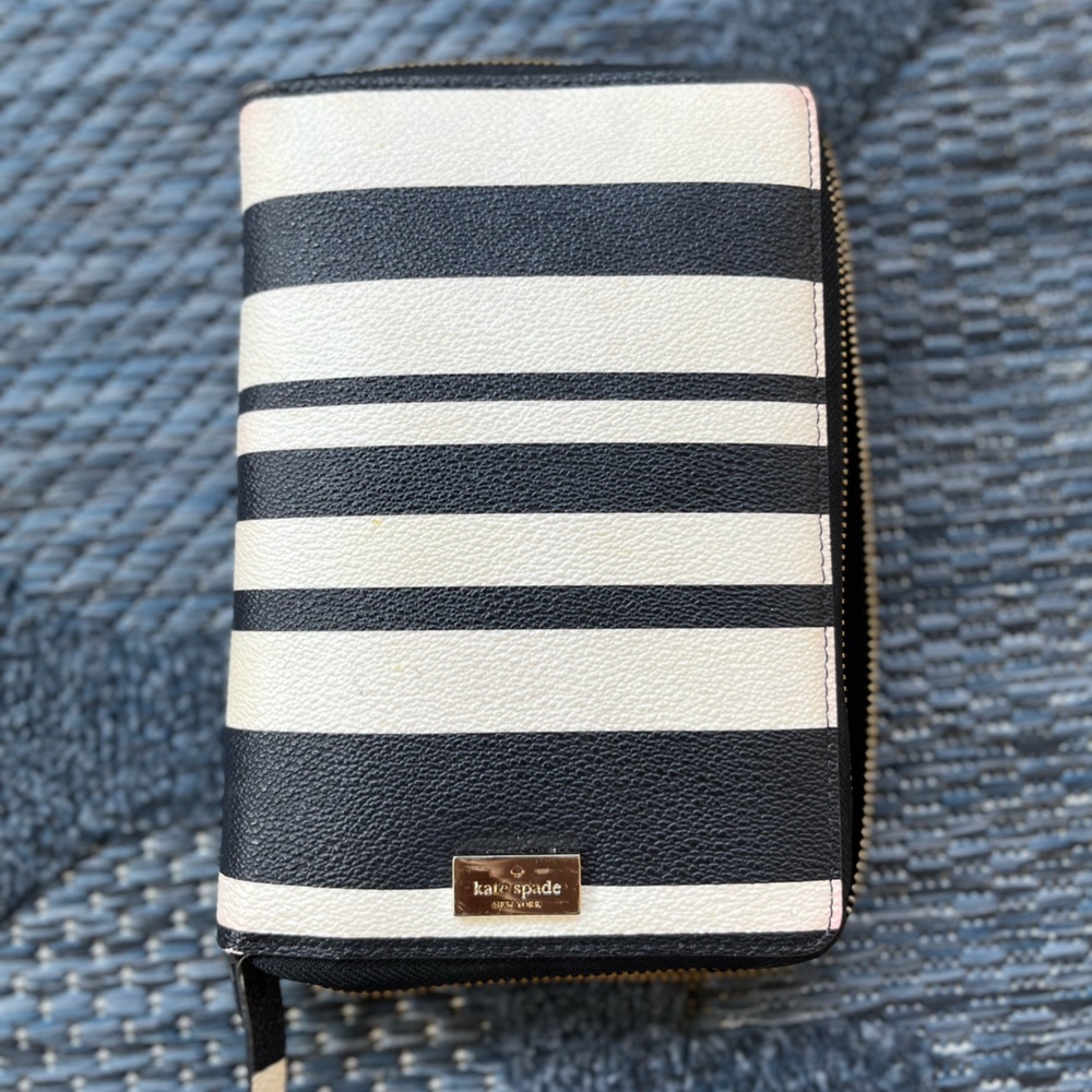 Kate Spade Bonbon Black & White Striped Daily Agenda/Planner Organizer